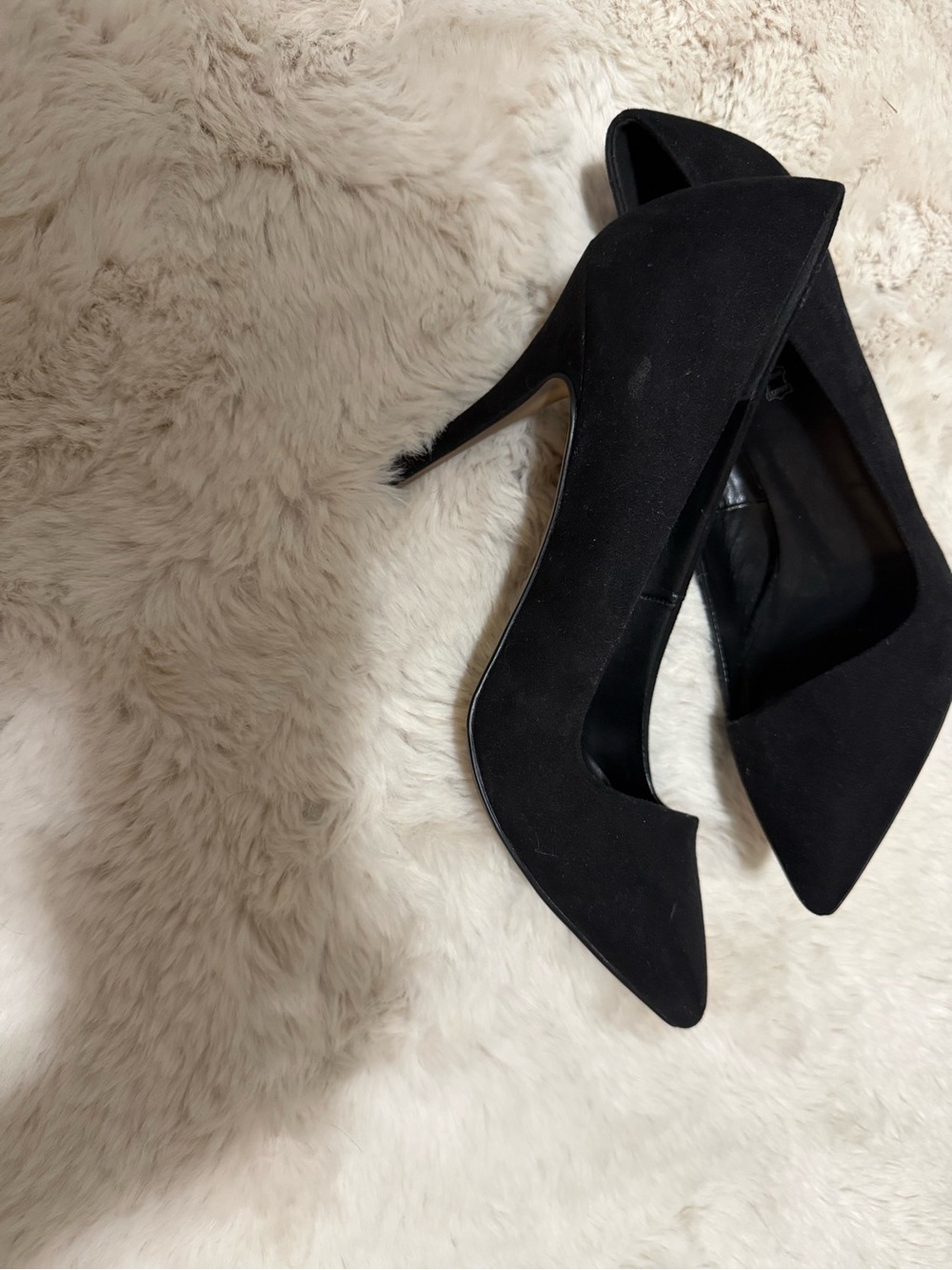 Aldo Black Pointed-Toe Suede Stiletto Pumps